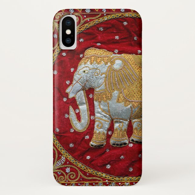 Capa Para iPhone, Case-Mate Vermelho Embellished e ouro do elefante indiano (Verso)