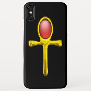 CAPA PARA iPhone XS MAX VERMELHO TALISMAN/DOURADO EGÍPCIO ANKH
