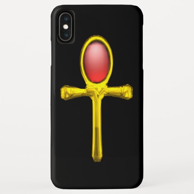 CAPA PARA iPhone, Case-Mate  VERMELHO TALISMAN/DOURADO EGÍPCIO ANKH (Verso)