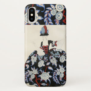 CAPA PARA iPhone X  VESTIDO FLORAL DE LADY ELEGANTE COM FLORES BRANCAS
