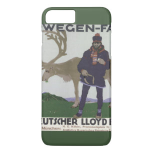 Capa iPhone 8 Plus/7 Plus Viagem Escandinava Antiga à Noruega Homem Rena