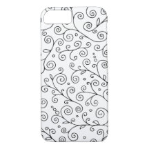 Vinhas Curvas Pretas e Brancas Florais