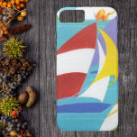 Capa iPhone 8/7 Vintage - Barcos à vela Abstrato coloridos com águ<br><div class="desc">Esta é uma imagem vintage um grupo de barcos de vela coloridos e brilhantes abstrato navegando em um lago. Veja minha loja Art by MAR para combinar produtos com este design.</div>