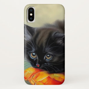 Capa Para iPhone Da Case-Mate Vintage Black Kitten com Red Flower Blanket