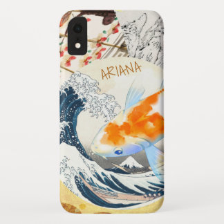 Capa Para iPhone Da Case-Mate Vintage Chic Dourado Koi Pond, dos monogramas japo