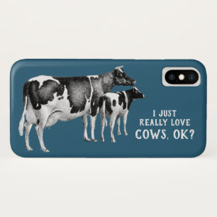 Capa Para iPhone Da Case-Mate Vintage, Eu Adoro Vacas  Texto branco
