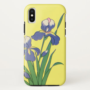 Capa Para iPhone X Vintage floral, flores roxas da íris do jardim do