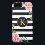 Capa iPhone 8/7 Vintage Floral Monograma Preto, Branco<br><div class="desc">Decorre o seu iPhone em Estilo com este &quot Personalizado;Monograma Floral Vintage Black White Striped" caso único! Você pode personalizá-lo com seu nome ou texto neste design. Se você precisar de mais personalização, clique no botão "Personalizar " e use nossa ferramenta design para redimensionar, girar, alterar cores, adicionar texto e...</div>