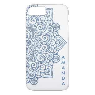 Capa iPhone 8/7 Vintage METÁLICO AZUL Intricate Lace Mandala branc