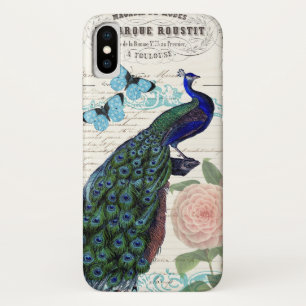 Capa Para iPhone Da Case-Mate Vintage Peacock sobre a Colagem Ephemera Francesa