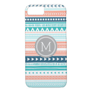 Capa Para iPhone Da Case-Mate Vintage Tribal Stripes Padrão Monograma Azul