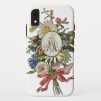 Virgem Abençoada Maria Vintage Floral Religiosa