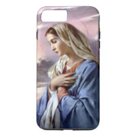 Virgem Abençoada Mary Dobrou as mãos na oração