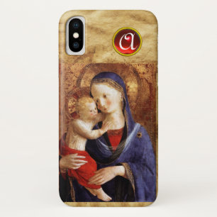 Capa Para iPhone X VIRGIN COM Monograma de Ruby Vermelha Infantil