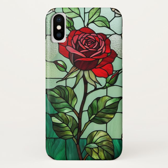 Capa Para iPhone, Case-Mate Vitraça de rosa vermelha (Verso)