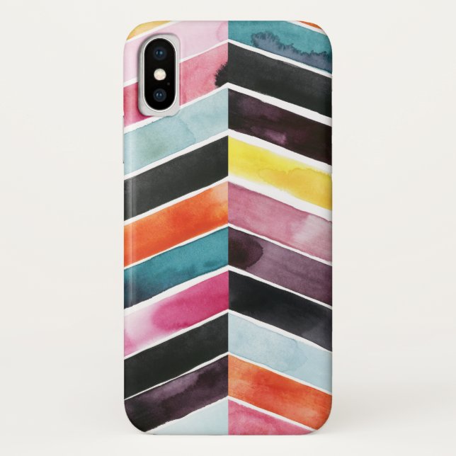 Capa Para iPhone, Case-Mate Vivid Watercolor Chevron I (Verso)
