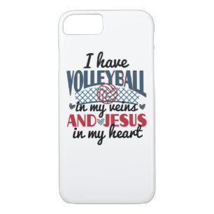 Capa iPhone 8/7 Voleibol em minhas veias Jesus em meu treinador do