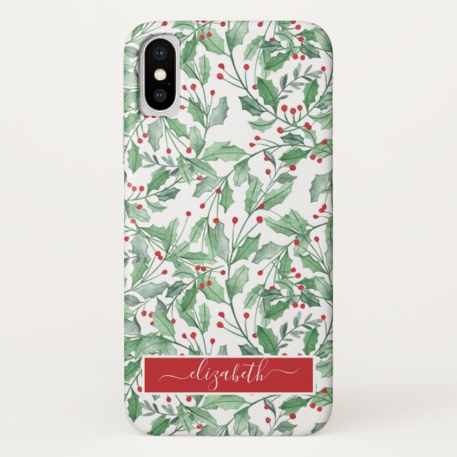 Capa Para iPhone, Case-Mate Watercolor Christmas Greenery (Verso)