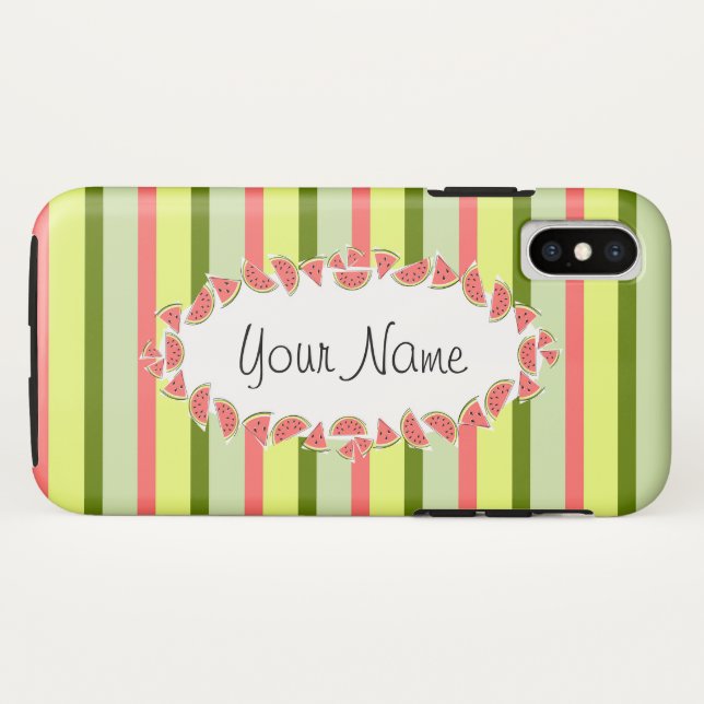 Capa Para iPhone, Case-Mate Watermelon Stripe Clássico, oval, "Name" horizonta (Verso (Horizontal))