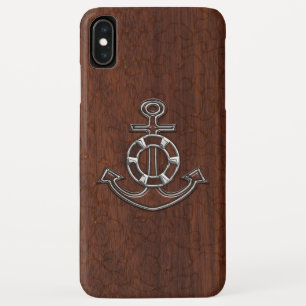 Capa Para iPhone XS Max Wet Nautical Mahogany Anchor Steel