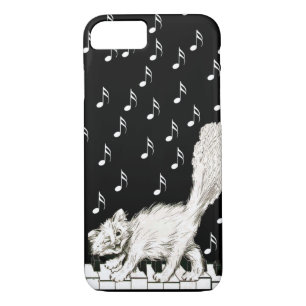 Capa iPhone 8/7 White Cat on Piano Keys Music Notes