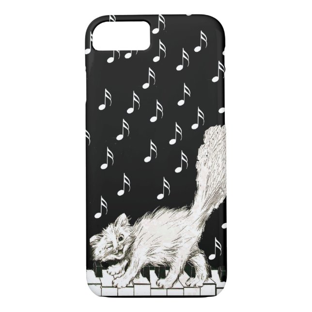 Capa Para iPhone, Case-Mate White Cat on Piano Keys Music Notes (Verso)