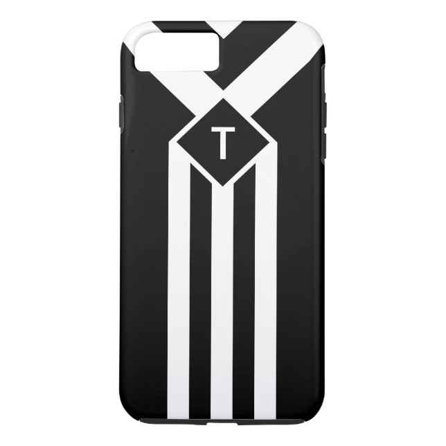 Capa Para iPhone, Case-Mate White Stripes e Chevrons a preto com monograma (Verso)