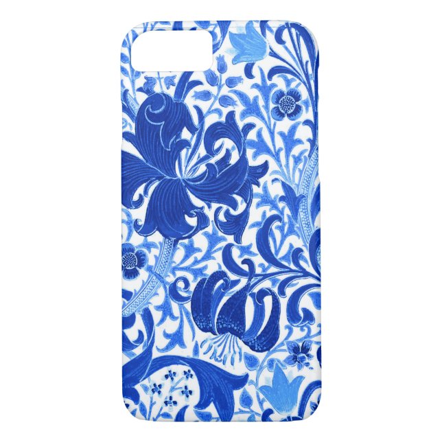 Capa Para iPhone, Case-Mate William Morris Iris e Lily, Cobalt Blue (Verso)