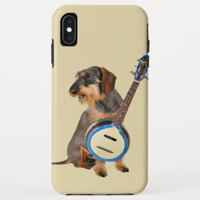 Capa Para iPhone, Case-Mate Wirehair Dachshund Tocando Banjo (Verso)