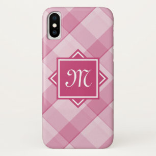 Capa Para iPhone Da Case-Mate Xadrez Cinzenta Com Monograma Diagonal Moderno
