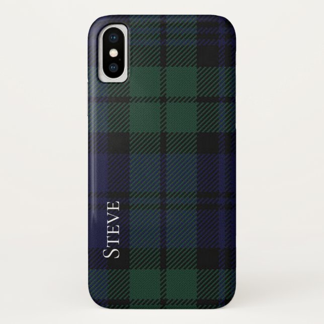 Capa Para iPhone, Case-Mate Xadrez do Tartan Black Watch iPhone X Case (Verso)
