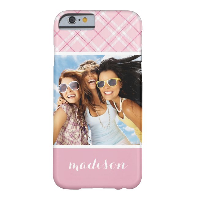 Capa Para iPhone, Case-Mate Xadrez Personalizada de Rosa claro de Fotografias  (Verso)