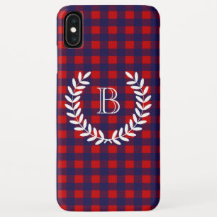 Capa Para iPhone Da Case-Mate Xadrez Preppy Blue & Red Buffalo   Monograma