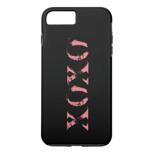 Capa iPhone 8 Plus/7 Plus XOXO preto e Rosa personalizado Dourado