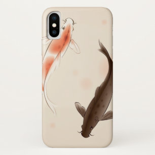 Capa Para iPhone X Yin Yang Koi pesca na pintura oriental do estilo