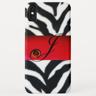 CAPA PARA iPhone DA Case-Mate ZEBRA BRANCA NEGRA FUR RED RUBY GEM MONOGRAM,
