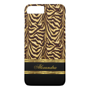 Capa iPhone 8 Plus/7 Plus Zebra Selvagem Elegante Preto e Dourado