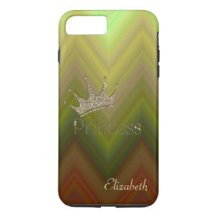 Capa iPhone 8 Plus/7 Plus Ziguezague Charmoso, Tiara, Princesa, Brilho Doura