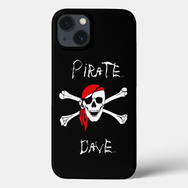 Capa para iPhone Caveira de Pirata Preta e Ossos C (Verso)