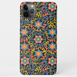 Capa Para iPhone Chic Black Pattern with Colorful Floral 