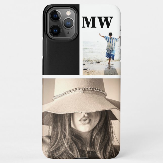 Capa Para iPhone Colagem personalizada de 2 iniciais com monograma (Verso)