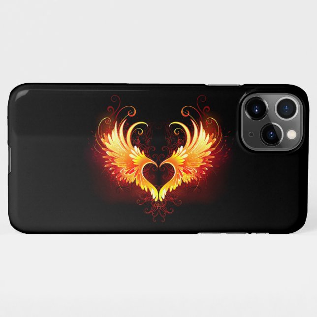 Capa Para iPhone Coração do Anjo Fogo com Asas (Verso Horizontal)