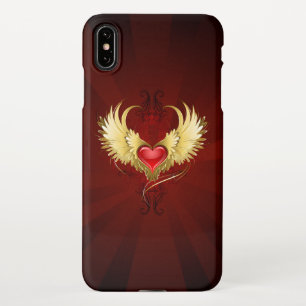 Capa Para iPhone Coração Vermelho com Asas Ouros