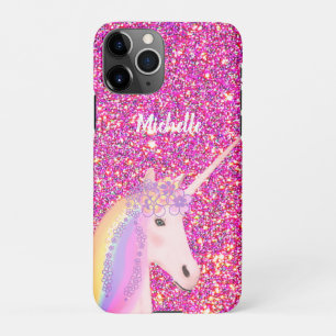 Capa Para iPhone Crianças Rosa Glitter Unicorn Personalizadas