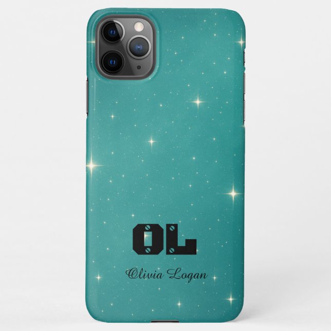 Capa Para iPhone Custom Name Turquoise Starry (Verso)