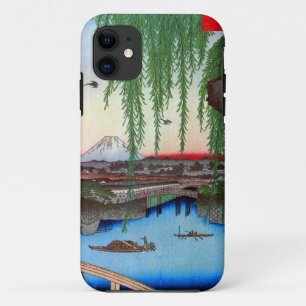 Capa Para iPhone Da Case-Mate 柳 と 士, 広 重 Willow e Monte Fuji, Hiroshige, Ukiyo-e