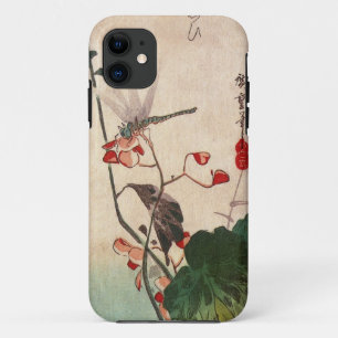 Capa Para iPhone Da Case-Mate 花にトンボ, libélula do 広重 e flor, Hiros
