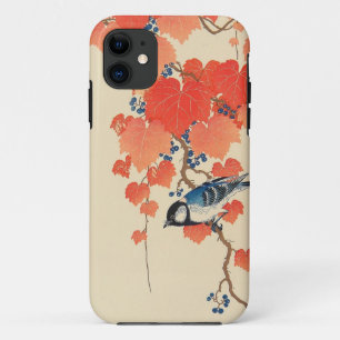 Capa Para iPhone Da Case-Mate 赤い蔦に鳥, pássaro do 古邨 na hera vermel