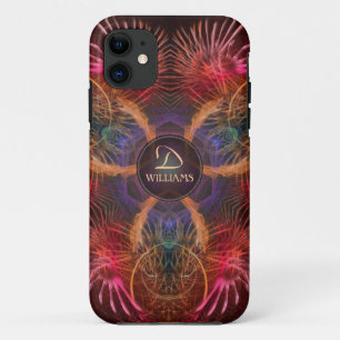 Capa Para iPhone Da Case-Mate A arte vermelha do Fractal empluma-se o nome feito