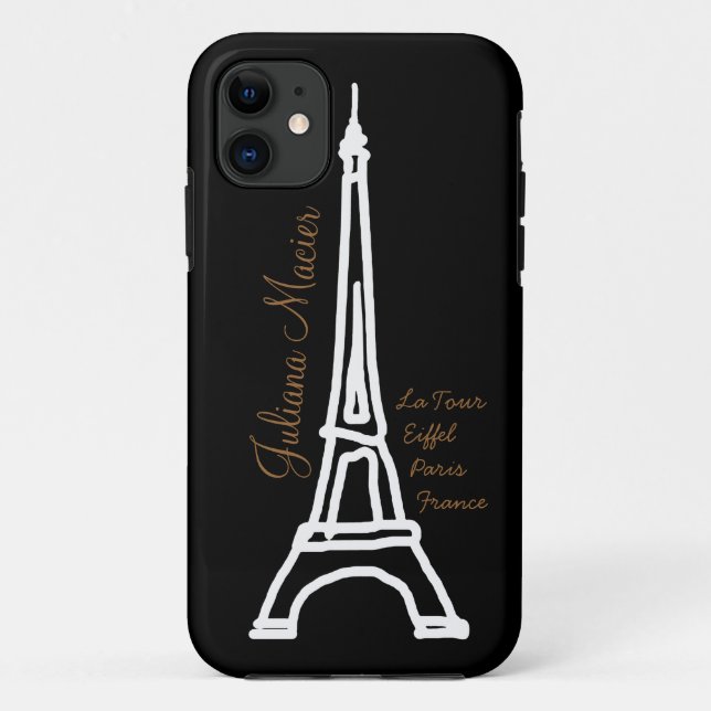Capa Para iPhone Da Case-Mate a torre Eiffel nome personalizado (Verso)